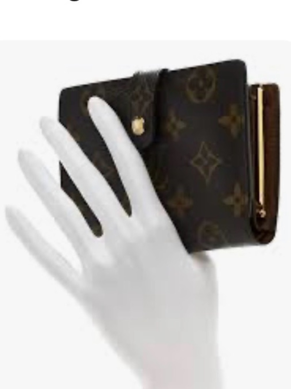 Louis Vuitton French purse, compact, wallet, kiss, lock, monogram, canvas, brown - Picture 16 of 16